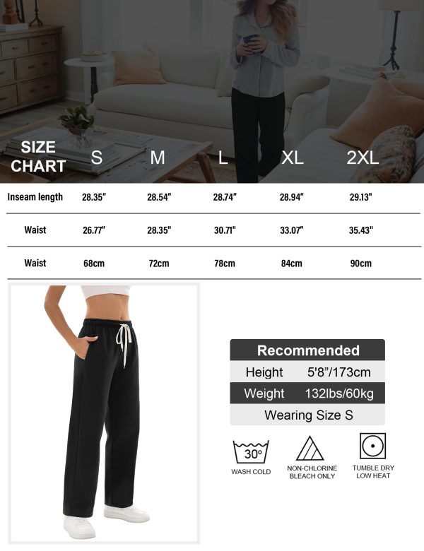 1/4 Pack Women's Wide Straight Leg Sweatpants, Cotton Baggy Lounge Sweat Pants, Casual Athletic Fit