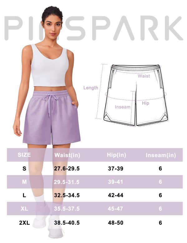 Womens Athletic Sweat Shorts Soft Drawstring High Waisted Active Short Comfy Casual Lounge Shorts with Pockets