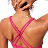 71u-xQS50CL.jpg Womens V Neck Bikini Tops Twist Front Bathing Suit Criss Cross Back Swimsuit Padded