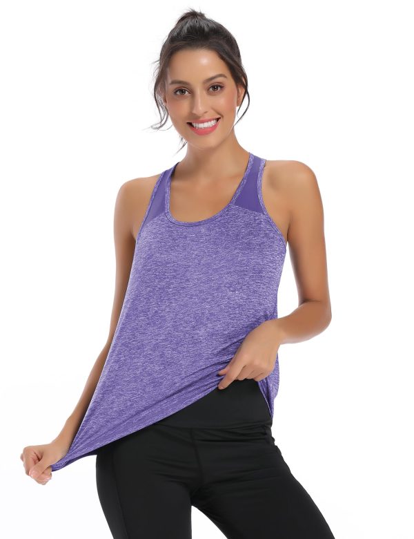 5 Pack Womens Workout Tops Mesh Racerback Tank Tops Sleeveless Athletic Gym Yoga Shirts