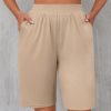 71wgAPqM-pL.jpg 3 Pack Women's 8" Bermuda Shorts, High Waist Stretch Casual Knee Length Bottoms Summer Athletic Gym Short with Pocket