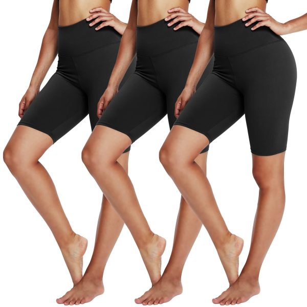 3 Pack Biker Shorts for Women ?C 8" Black High Waisted Tummy Control for Gym Workout Athletic Cheerleading Yoga