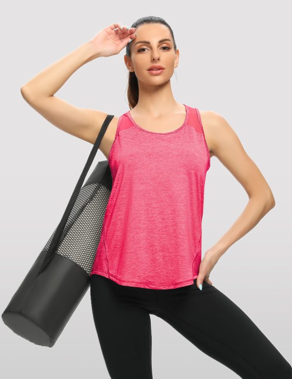 5 Pack Womens Workout Tops Mesh Racerback Tank Tops Sleeveless Athletic Gym Yoga Shirts