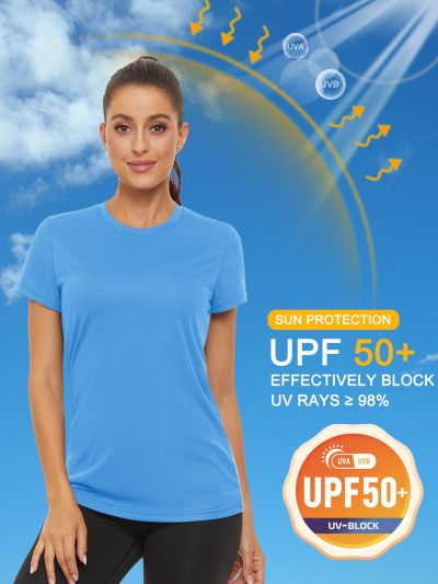 Women's Short Sleeve T-Shirts UPF 50+ Sun Protection Quick Dry Athletic Running Workout Rash Guard Tops