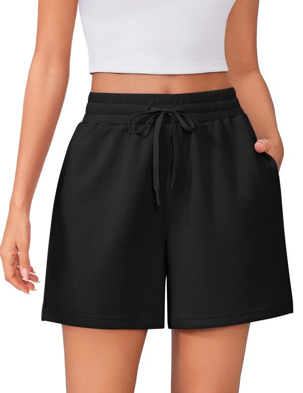 Womens Athletic Sweat Shorts Soft Drawstring High Waisted Active Short Comfy Casual Lounge Shorts with Pockets