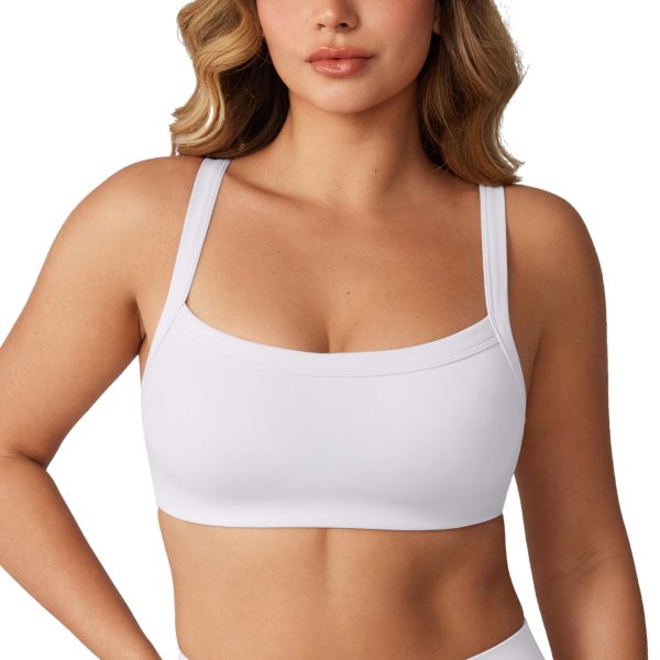 Hugcurve Adjustable Sports Bra Square Neck Wireless Padded Yoga Workout Tops