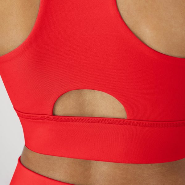 Sports Bra, Racerback Women, Stretch Pullover Crop Top with Cutout