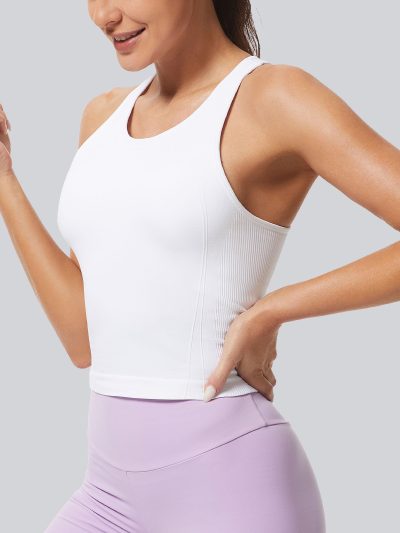 Workout Tank Tops for Women Racerback Basic Running Tanks Seamless Muscle Athletic Yoga Tops with Built in Bra