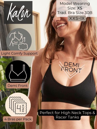 Women??s 4 Pack Racerback Sports Bralette Seamless Wireless Comfort Bra