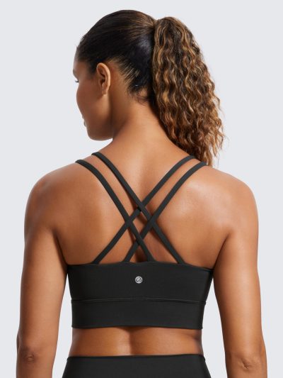 Softness Mold Womens Butterluxe Strappy Longline Sports Bra - Double Spaghetti Strap Workout Yoga Crop Top Athletic