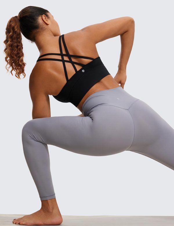 Womens Strappy Longline Sports Bra - Medium Impact Criss Cross Yoga Padded Workout Crop Top