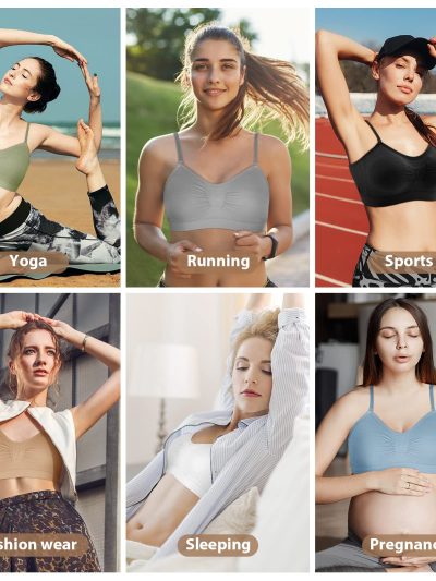 4 Pieces V Neck Padded Bralette Cami Bra Wireless Tank Top Sports Bra with Adjustable Straps
