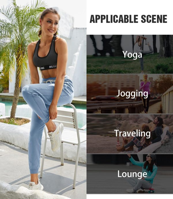816bBUFj5fL.jpg Women Workout Sweatpants Cotton Jogger Ribber Splicing Lounge Sweat Pants with Zipper Pocket
