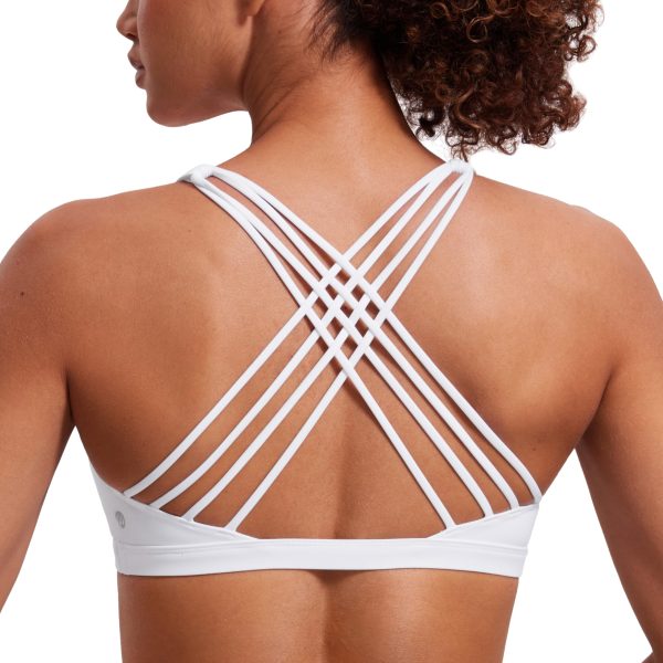 Strappy Sports Bras for Women - Criss Cross Back Wireless Padded Yoga Workout Cami Top