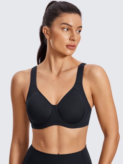 High Impact Sports Bras for Women Support Underwire Cross Back Large Bust Cool Comfort Molded Cup