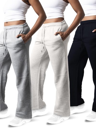 3 Pack Sweatpants Women, Wide Leg Womens Sweatpants, Workout - Yoga Pants (Available in Plus)