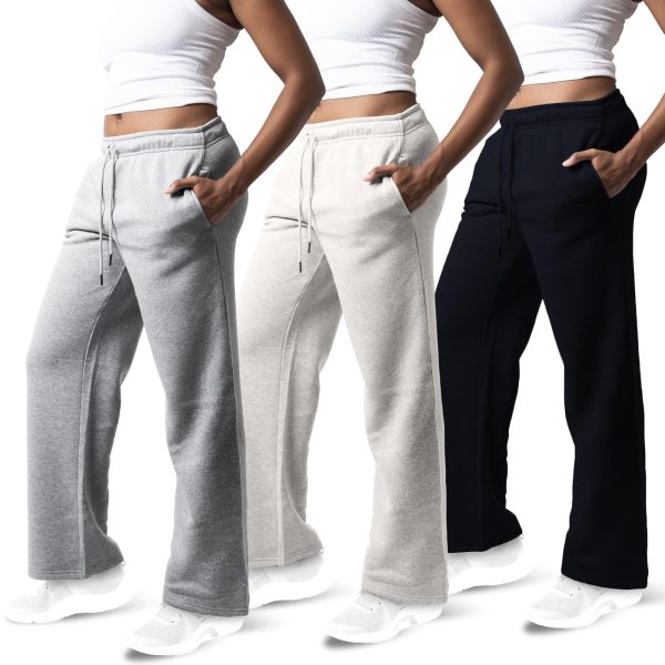 3 Pack Sweatpants Women, Wide Leg Womens Sweatpants, Workout - Yoga Pants (Available in Plus)