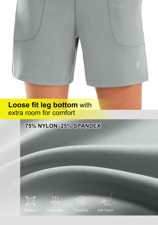 Women's 6'' Athletic Long Shorts with 4 Pockets High Waisted Bermuda Shorts for Women Walking Running Casual