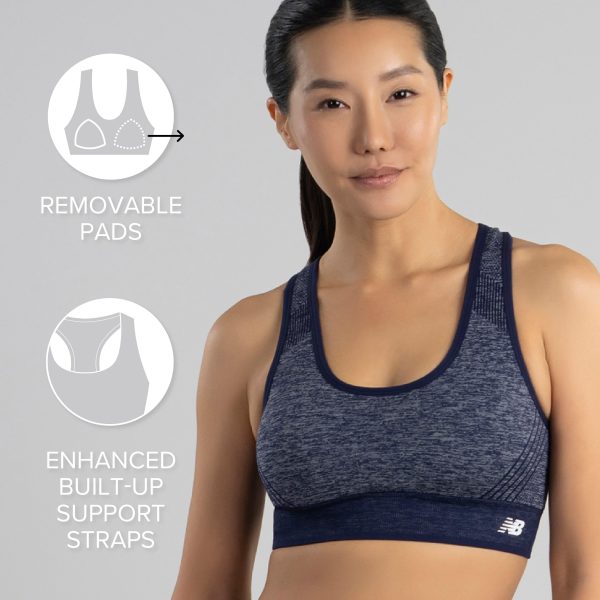 Seamless Womens Medium Impact Racerback Sports Bra - Padded Workout Yoga Top