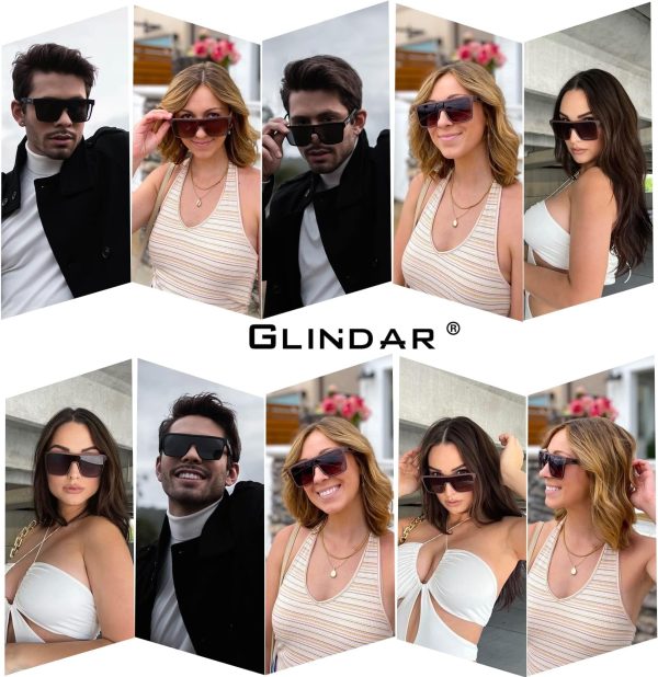 Polarized Flat Top Sunglasses Womens Men, Oversized Square Shield Sports Glasses
