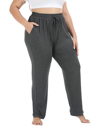 Women's Plus Size Comfy Lounge Pants Active Yoga Sweatpants Casual Stretchy Jogger Pants with Pockets Drawstring