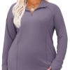 81PQIWby2GL.jpg Womens Plus Size Workout Tops Long Sleeve 1/4 Zip UV Sun Protection Quick Dry Hiking Athletic Shirts Rash Guard UPF 50+
