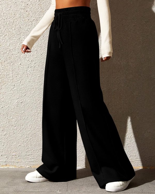 Womens Wide Leg Sweatpants Casual Loose Solid Color Pants Comfy Lounge Joggers Baggy Sweatpants Pockets
