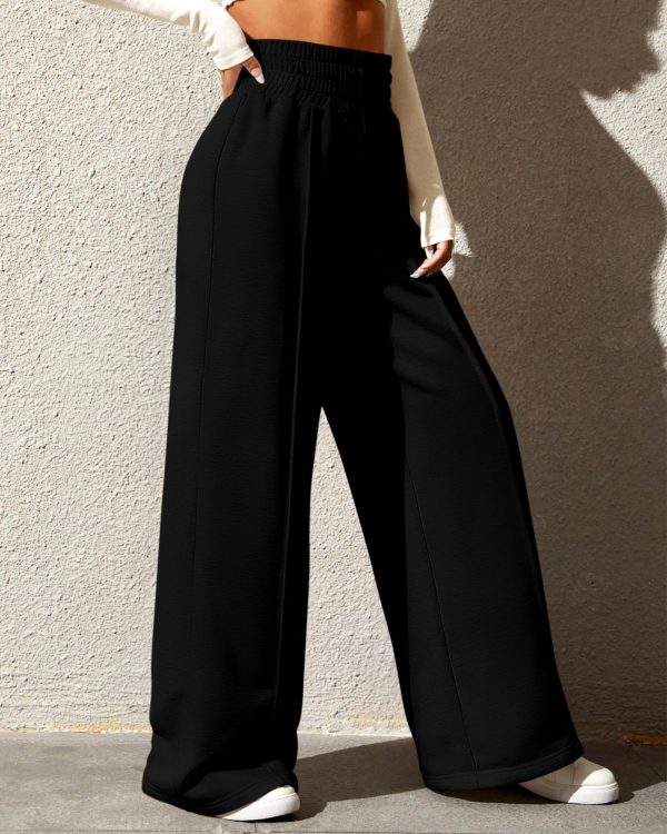 Womens Wide Leg Sweatpants Casual Loose Solid Color Pants Comfy Lounge Joggers Baggy Sweatpants Pockets