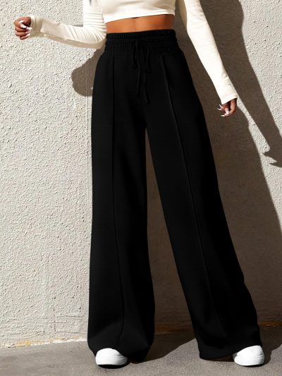 Womens Wide Leg Sweatpants Casual Loose Solid Color Pants Comfy Lounge Joggers Baggy Sweatpants Pockets