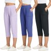81f7CBWq7SL.jpg 3 Pack: Women's Ribbed Capri Jogger Lounge Sweatpants with Pockets Yoga Workout (Available in Plus Size)