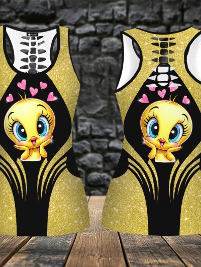 Cartoon Character Yoga Sets for Women 2 Piece, Women Workout Sets, Tank Top and Leggings Set, Women's Activewear Leggings