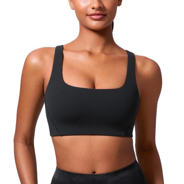 Butterlift Double Lined Square Neck Sports Bras for Women - Wireless V-Shaped Racerback Workout Yoga Top Non Padded