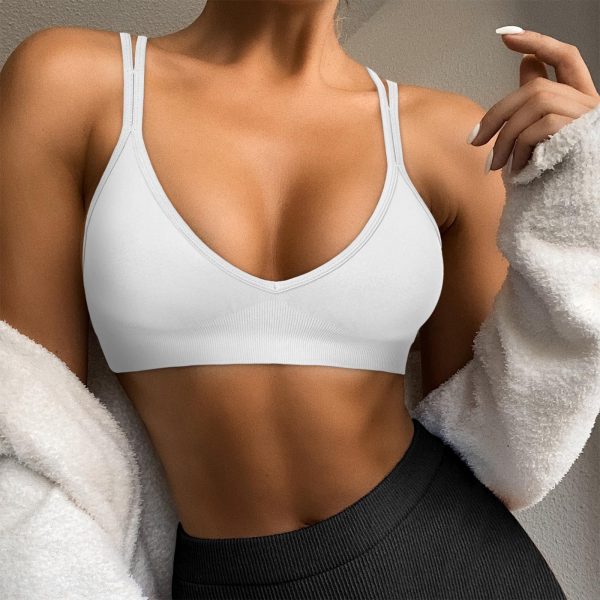 Sports Bra for Women V-Neck Strappy Criss Cross Yoga Bra Padded Seamless Workout Gym Athletic Fitness Bras 3 Pack