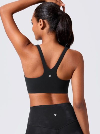 Butterlift Double Lined Square Neck Sports Bras for Women - Wireless V-Shaped Racerback Workout Yoga Top Non Padded