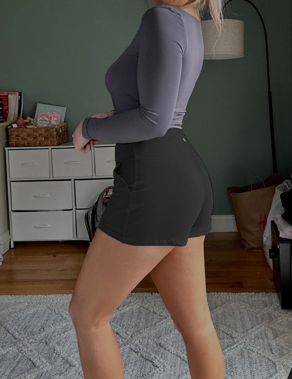 Workout Shorts Women Wide Leg Athletic Shorts High Waisted Yoga Shorts Tummy Control Gym Short with Pockets