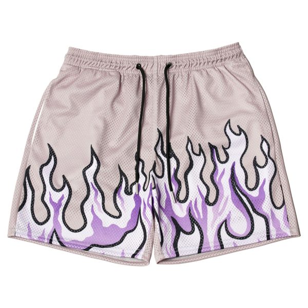 Mens Flame Graphic Basketball Shorts Cool Retro Running Athletic Shorts Drawstring Waist Casual Track Shorts