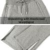 81lZYTGFiXL.jpg Women's Fleece Lined Sweatpants High Waisted Slit Wide Leg Baggy Pants Workout Lounge Drawstring Zipper Pockets