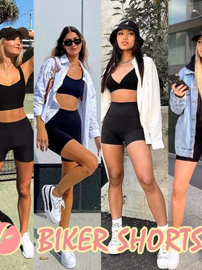 4 Pack Biker Shorts for Women with Pockets ?C 5" High Waisted Tummy Control Workout Yoga Running Gym Tennis Shorts