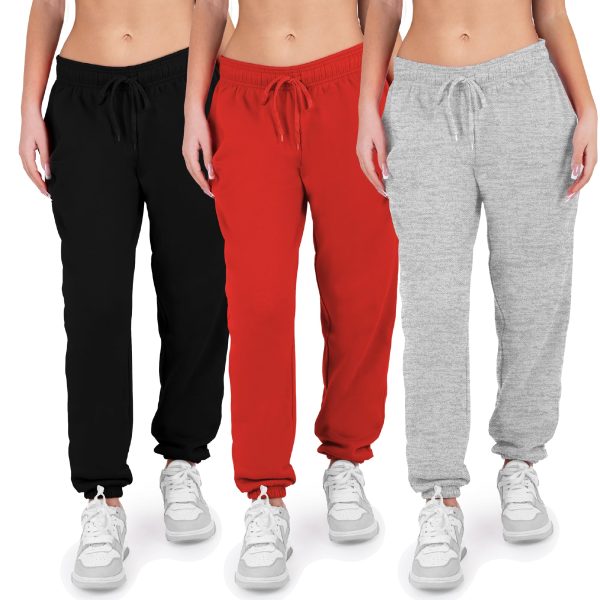3 Pack Womens Sweatpants Comfortable Fleece Ladies Joggers