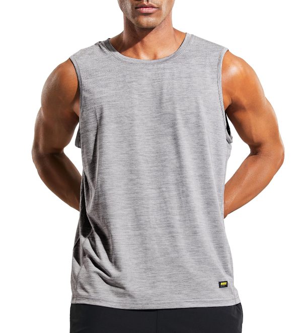 Men??s Sleeveless Tank Top Dry Fit Workout Muscle Tee Shirt for Running Athletic Gym Sports Training, Moisture Wicking