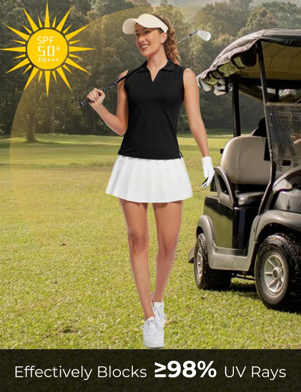 Women's Sleeveless Golf Shirts UPF 50+ Quickly Dry Tennis Polo Lightweight Sports Athletic Tank Tops