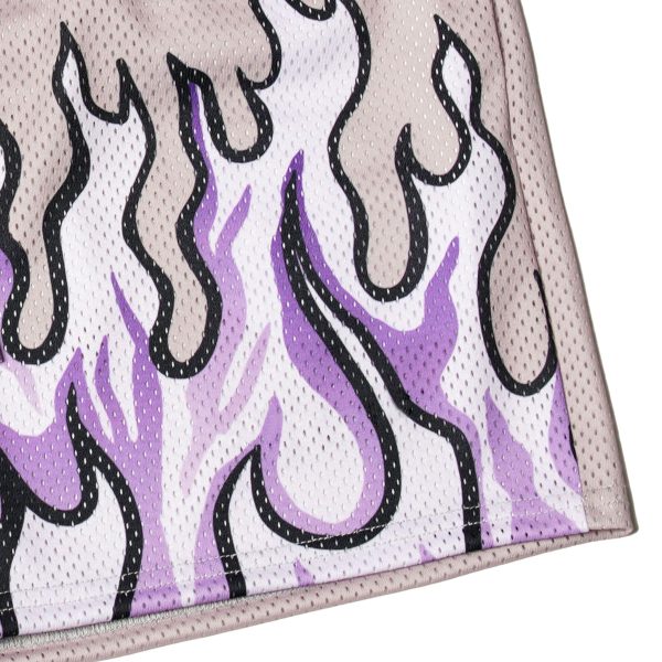 Mens Flame Graphic Basketball Shorts Cool Retro Running Athletic Shorts Drawstring Waist Casual Track Shorts