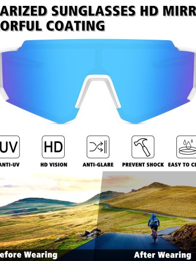 Polarized Sports Sunglasses for Men Women,Driving Fishing Cycling Mountain Bike Sunglasses UV400 Protection