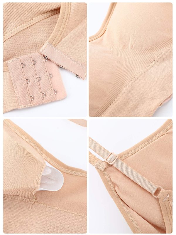 4 Pieces Neck Bralettes Wireless Cami Bra Tank Top Bra Sports Bra for Women Girls (Black, Brown, Army Green, White,Small)