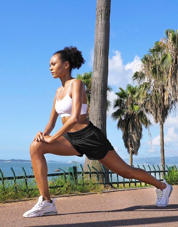 Women's Running Shorts with Zip Pockets High Waisted Athletic Workout Gym Shorts for Women with Liner
