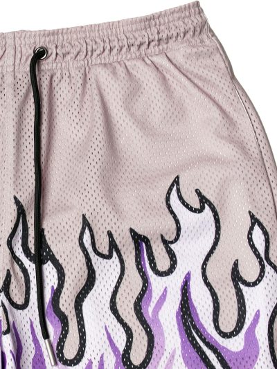 Mens Flame Graphic Basketball Shorts Cool Retro Running Athletic Shorts Drawstring Waist Casual Track Shorts
